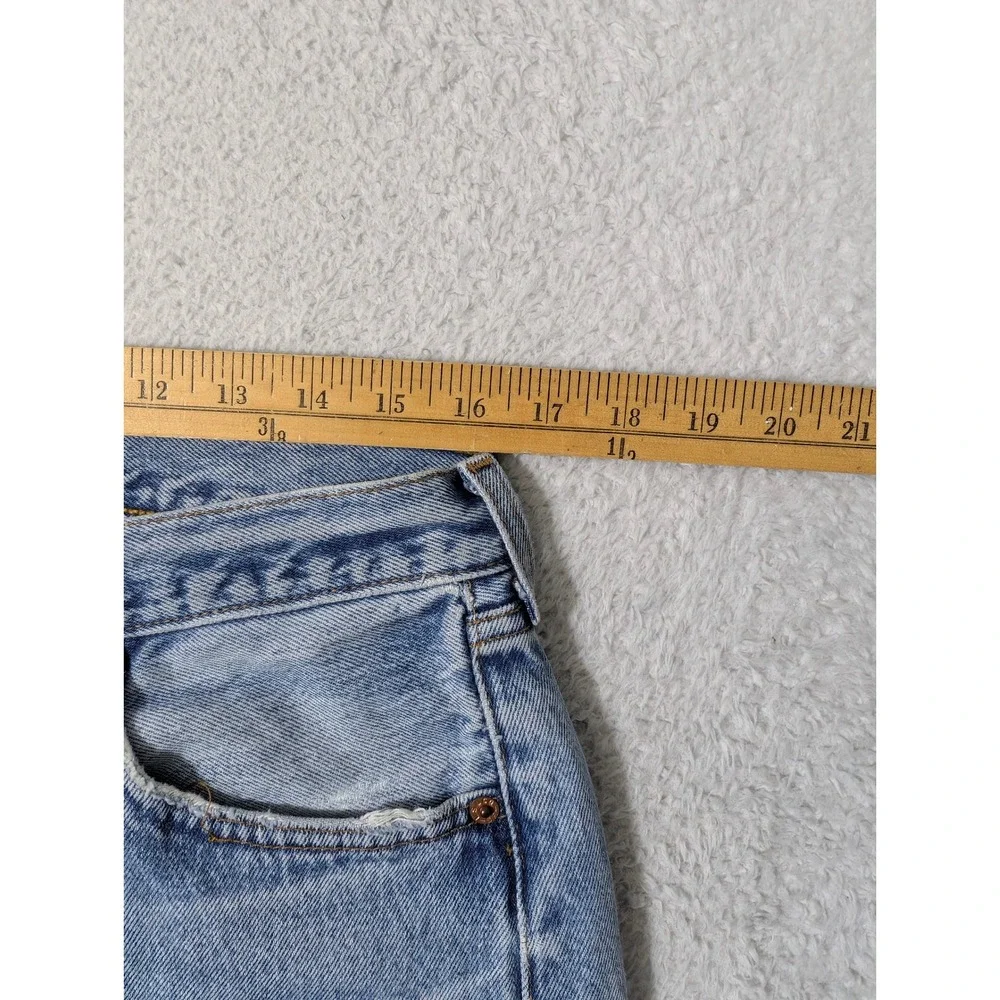 Levi's 501xx Jeans Mens 36/36 (33x27.5) Light Blue Straight Button Fly Raw‎ Hem